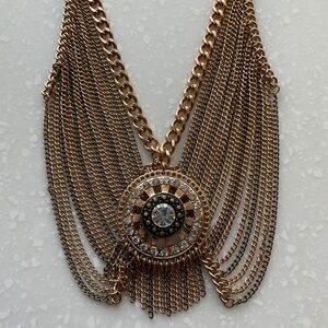 Queen of the Rodeo Necklace in Golden Tones with Clear Stones